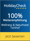 None HolidayCheck 2024 – 100 % Weiterempfehlung für Hotel Tonihof